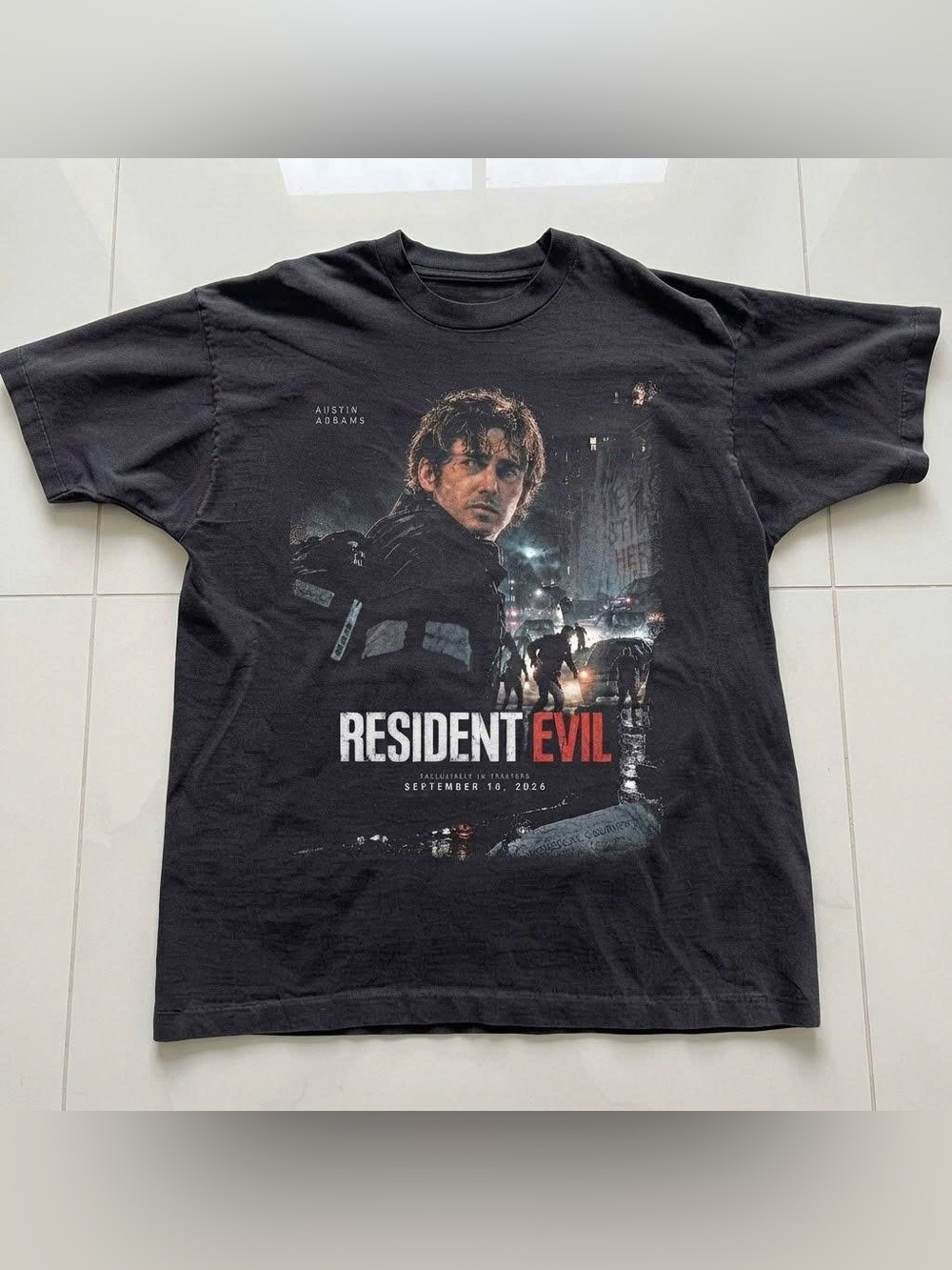 Vintage Black Resident Evil Movie Graphic Tee Red Text